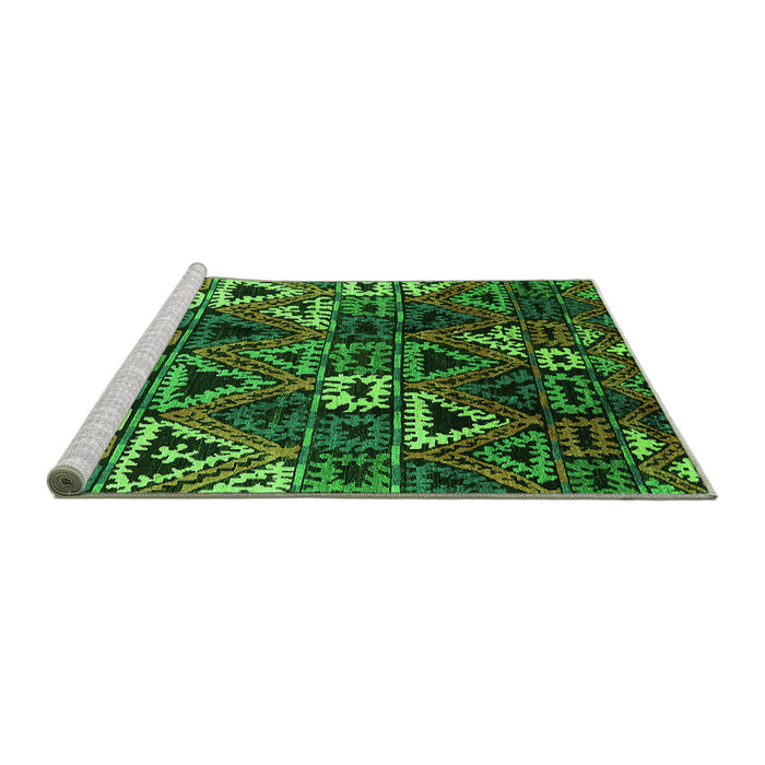 Sideview of Machine Washable Oriental Green Industrial Area Rugs, wshurb576grn