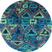 Round Oriental Light Blue Industrial Rug, urb576lblu