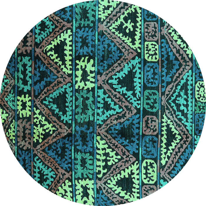 Round Oriental Turquoise Industrial Rug, urb576turq