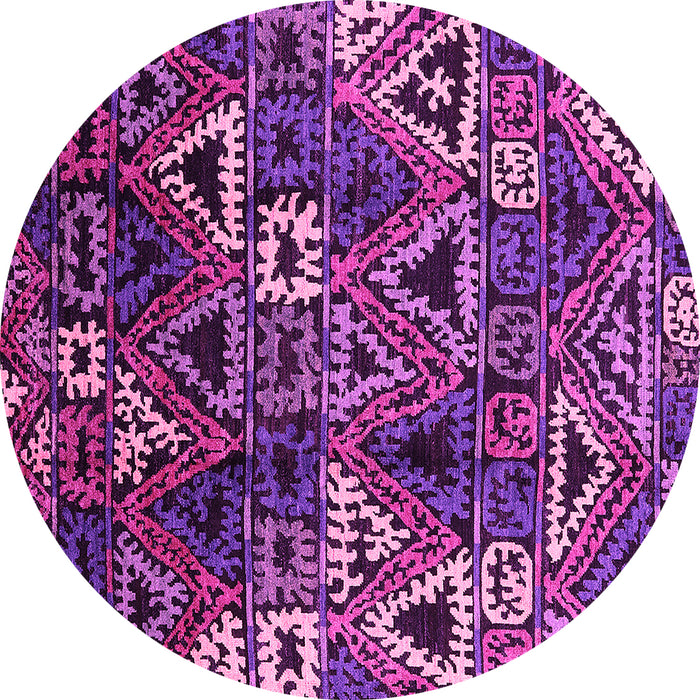 Round Machine Washable Oriental Pink Industrial Rug, wshurb576pnk