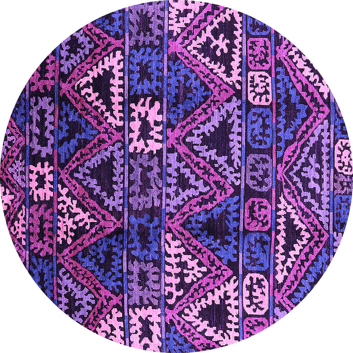 Round Machine Washable Oriental Purple Industrial Area Rugs, wshurb576pur