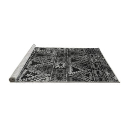 Sideview of Machine Washable Oriental Gray Industrial Rug, wshurb576gry