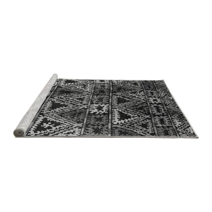 Sideview of Machine Washable Oriental Gray Industrial Rug, wshurb576gry