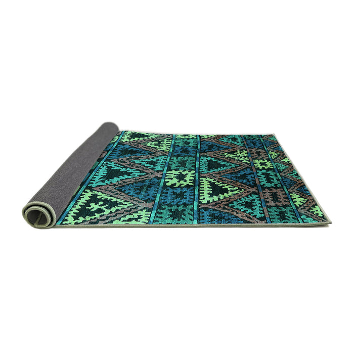 Sideview of Oriental Turquoise Industrial Rug, urb576turq