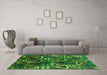 Machine Washable Oriental Green Industrial Area Rugs in a Living Room,, wshurb576grn