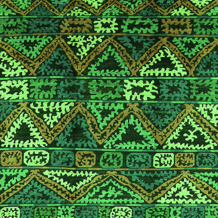 Square Machine Washable Oriental Green Industrial Area Rugs, wshurb576grn