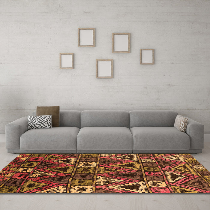 Machine Washable Oriental Orange Industrial Area Rugs in a Living Room, wshurb576org