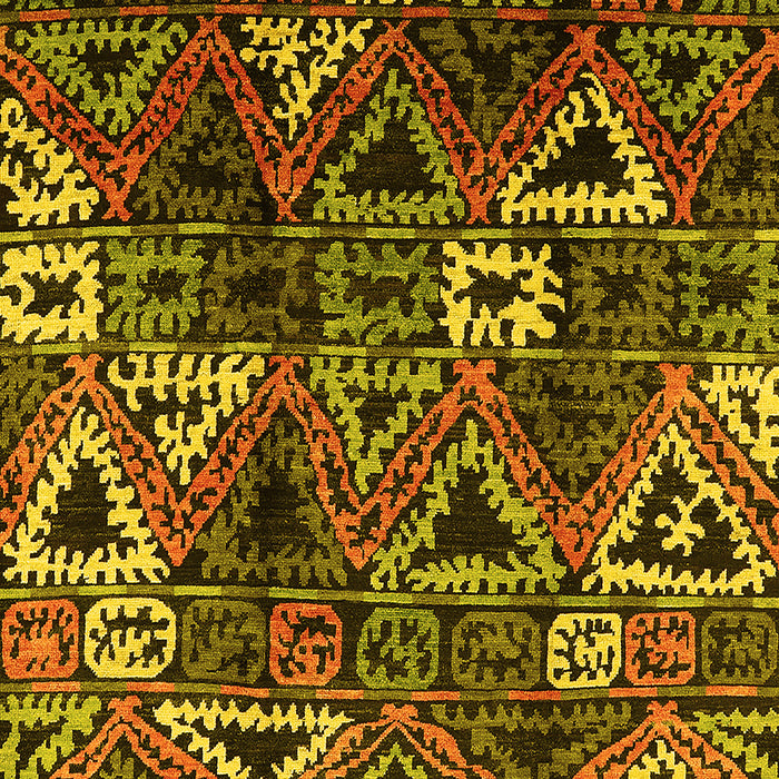 Machine Washable Oriental Yellow Industrial Rug, wshurb576yw