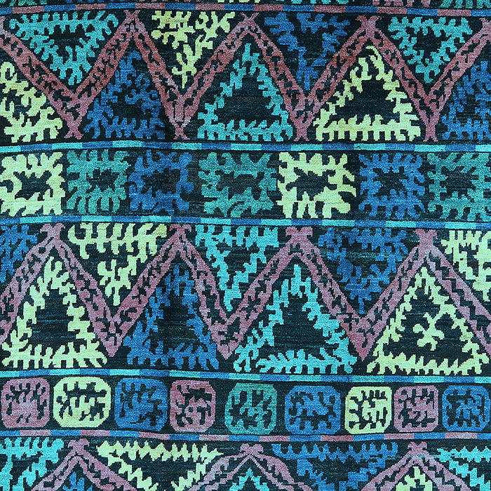 Machine Washable Oriental Light Blue Industrial Rug, wshurb576lblu