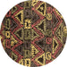 Round Oriental Brown Industrial Rug, urb576brn