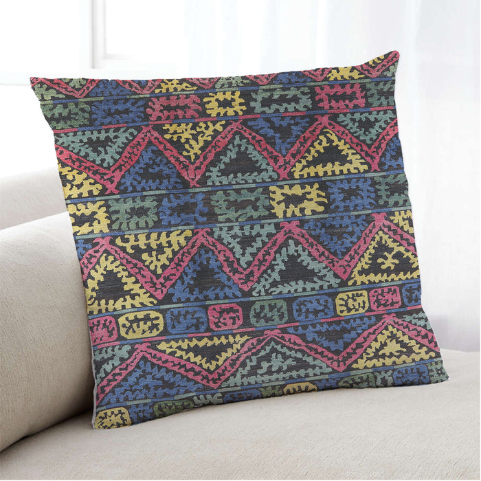 Lifestyle Image of Mid-Century Modern Urban Square Purple Lily Purple Throw Pillow, 18 inch by 18 inch, pwurb576