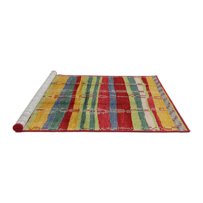 Sideview of Machine Washable Industrial Modern Brass Green Rug, wshurb577