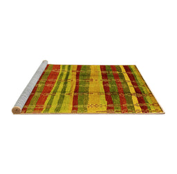 Sideview of Machine Washable Oriental Yellow Industrial Rug, wshurb577yw