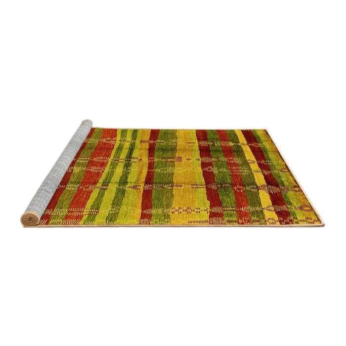 Sideview of Machine Washable Oriental Yellow Industrial Rug, wshurb577yw