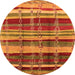 Round Machine Washable Oriental Orange Industrial Area Rugs, wshurb577org