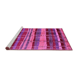 Sideview of Machine Washable Oriental Pink Industrial Rug, wshurb577pnk