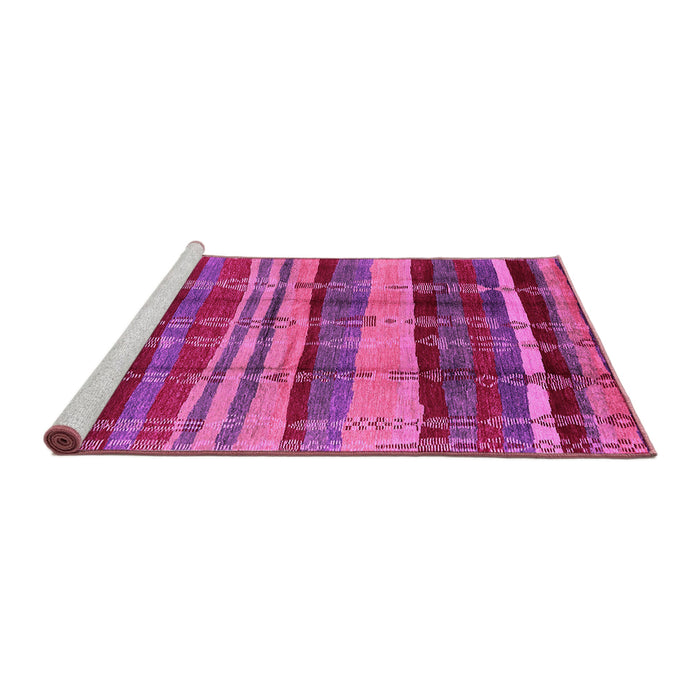 Sideview of Machine Washable Oriental Pink Industrial Rug, wshurb577pnk