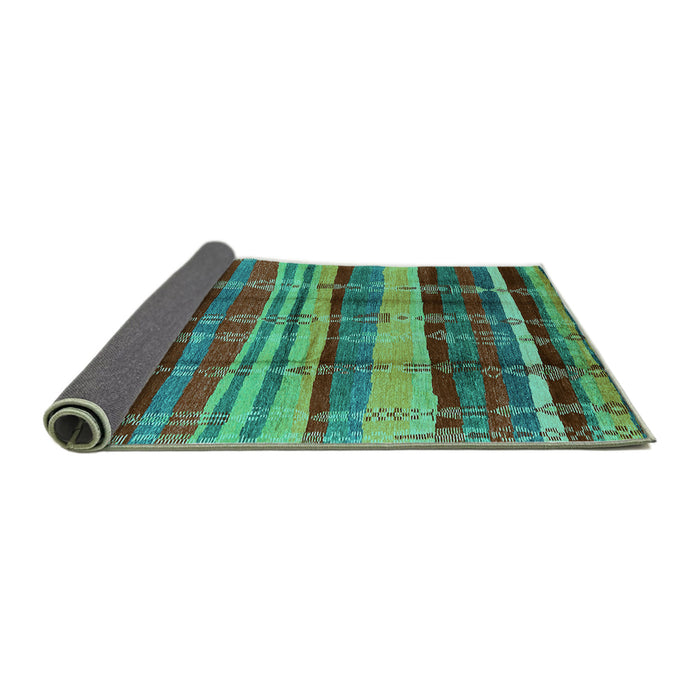Sideview of Oriental Turquoise Industrial Rug, urb577turq