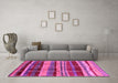 Machine Washable Oriental Pink Industrial Rug in a Living Room, wshurb577pnk
