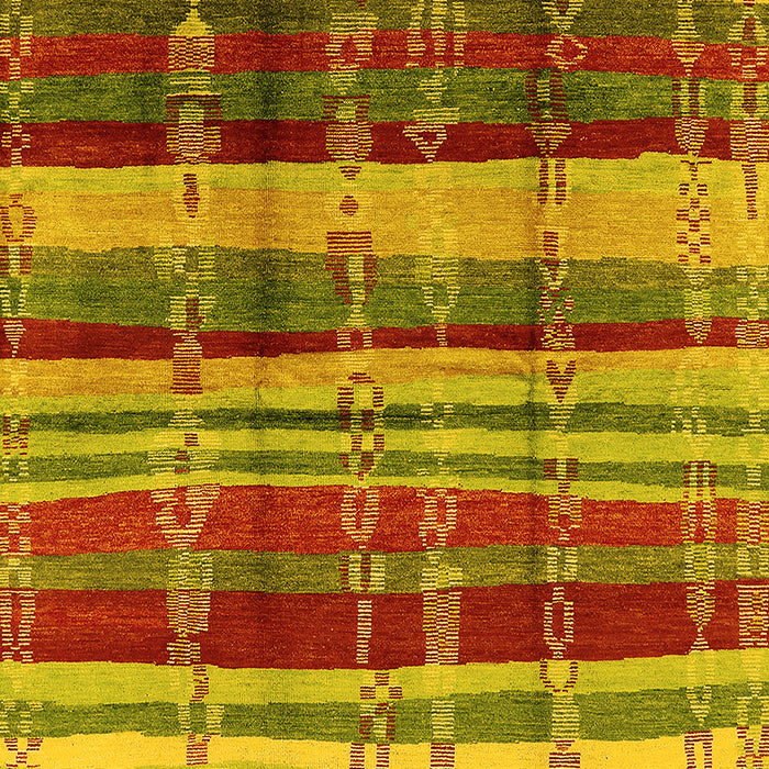 Machine Washable Oriental Yellow Industrial Rug, wshurb577yw