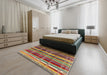 Mid-Century Modern Copper Green Oriental Rug in a Bedroom, urb577