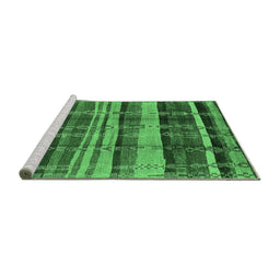 Sideview of Machine Washable Oriental Emerald Green Industrial Area Rugs, wshurb577emgrn