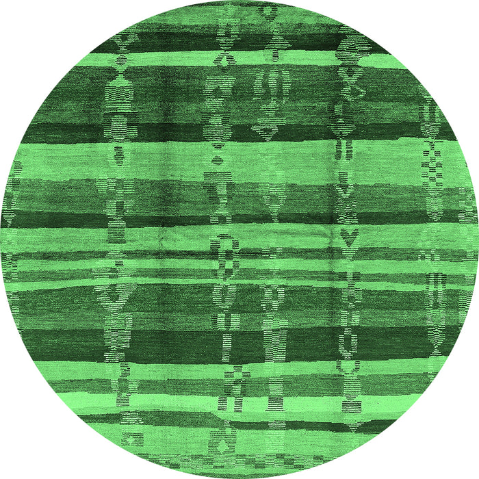 Round Oriental Emerald Green Industrial Rug, urb577emgrn