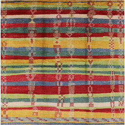 Square Machine Washable Industrial Modern Brass Green Rug, wshurb577