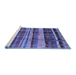 Sideview of Machine Washable Oriental Blue Industrial Rug, wshurb577blu