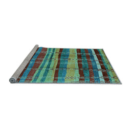 Sideview of Machine Washable Oriental Light Blue Industrial Rug, wshurb577lblu