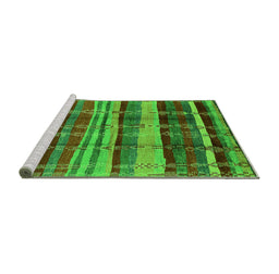 Sideview of Machine Washable Oriental Green Industrial Area Rugs, wshurb577grn