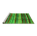 Sideview of Machine Washable Oriental Green Industrial Area Rugs, wshurb577grn