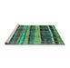 Sideview of Machine Washable Oriental Turquoise Industrial Area Rugs, wshurb577turq