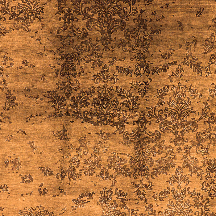 Square Machine Washable Oriental Orange Industrial Area Rugs, wshurb578org