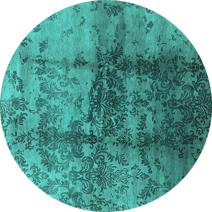 Round Oriental Turquoise Industrial Rug, urb578turq