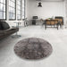 Round Machine Washable Industrial Modern Gray Rug in a Office, wshurb578