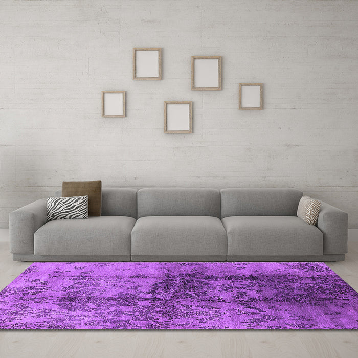 Machine Washable Oriental Purple Industrial Area Rugs in a Living Room, wshurb578pur