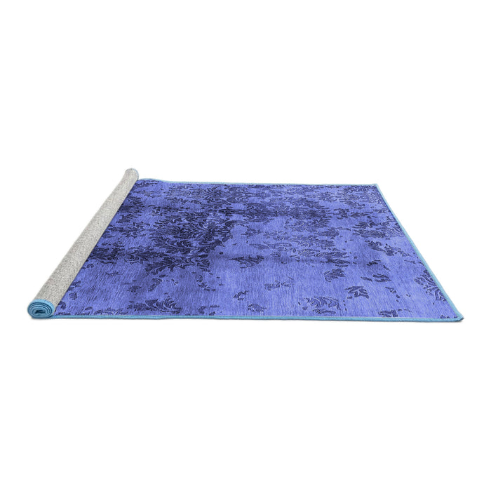 Sideview of Machine Washable Oriental Blue Industrial Rug, wshurb578blu