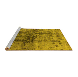 Sideview of Machine Washable Oriental Yellow Industrial Rug, wshurb578yw