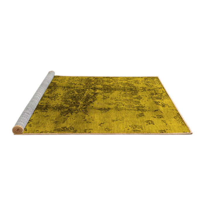 Sideview of Machine Washable Oriental Yellow Industrial Rug, wshurb578yw