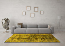 Machine Washable Oriental Yellow Industrial Rug in a Living Room, wshurb578yw