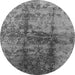 Round Machine Washable Oriental Gray Industrial Rug, wshurb578gry