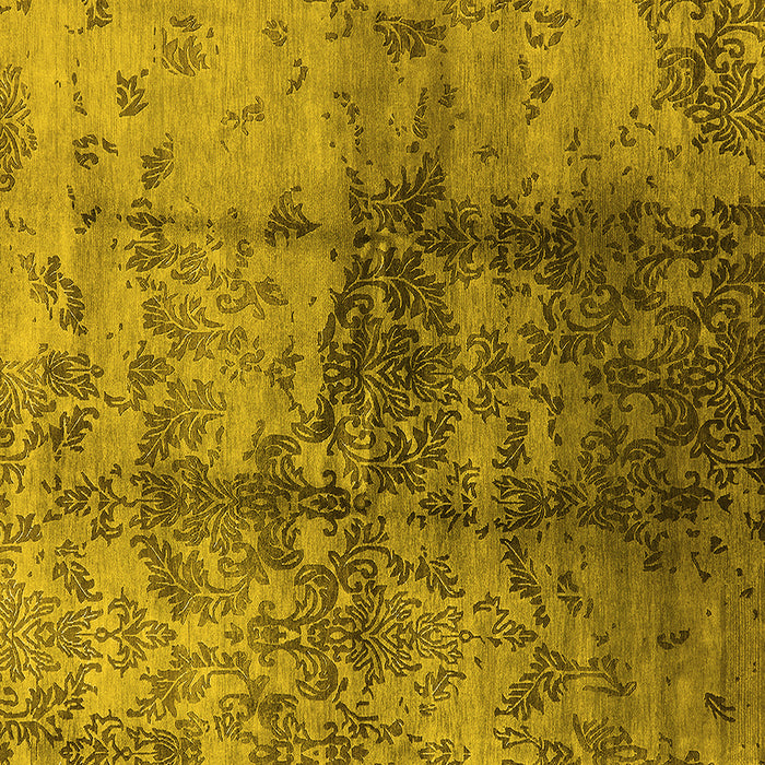 Square Machine Washable Oriental Yellow Industrial Rug, wshurb578yw