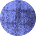 Round Oriental Blue Industrial Rug, urb578blu