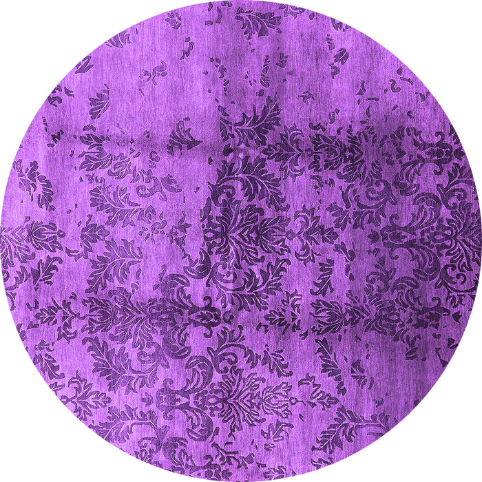 Round Machine Washable Oriental Purple Industrial Area Rugs, wshurb578pur