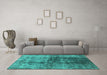 Machine Washable Oriental Turquoise Industrial Area Rugs in a Living Room,, wshurb578turq