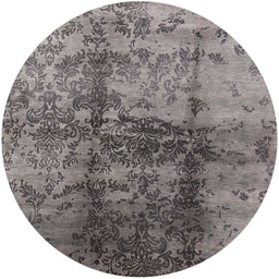 Round Mid-Century Modern Gray Oriental Rug, urb578