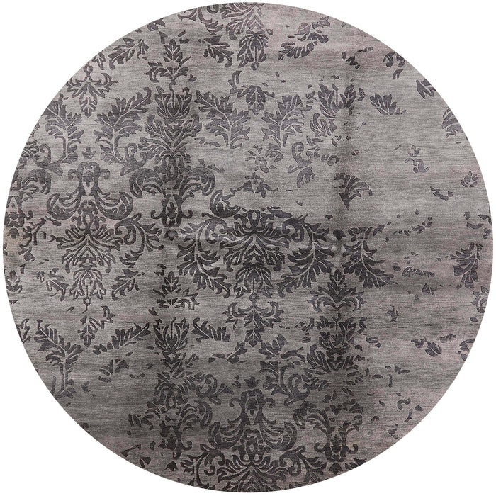 Round Mid-Century Modern Gray Oriental Rug, urb578