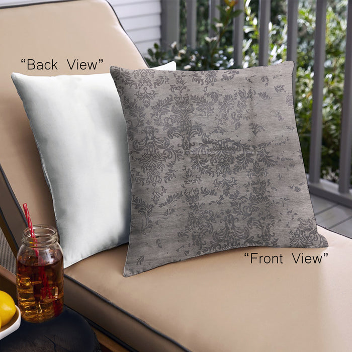 Front View of Mid-Century Modern Urban Square Gray Throw Pillow, 18 inch by 18 inch, pwurb578