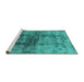 Sideview of Machine Washable Oriental Turquoise Industrial Area Rugs, wshurb578turq